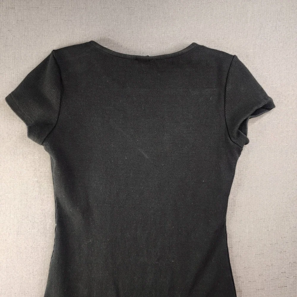 Princess Polly Ribbed Mini Dress Black Short Sleeve Skater Goth Grunge Basic S 4